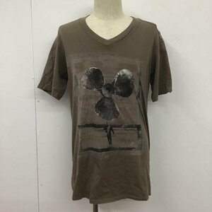 DIESEL L ディーゼル Tシャツ 半袖 Vネック プリント T Shirt 茶 / ブラウン / 10107537