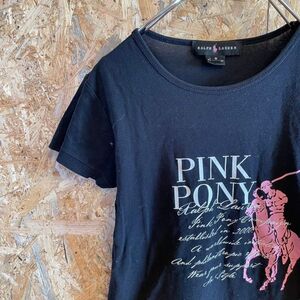 [KWT4886] RALPH LAUREN 半袖Tシャツ レディース ブラック M ポス