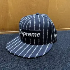 Supreme Text Stripe New Era® Black 【美品】