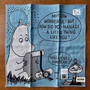 MOOMIN　川辺　日本製　三重ガーゼハンカチ　フェアトレードコットン　ムーミンとリトルミイ　ブルー　ムーミン