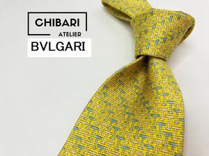 【超美品】BVLGARI　ブルガリ　チェック柄 ネクタイ 3本以上 送料無料 メンズ イエロー　1103110