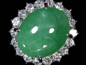 GR13447SS【1円～】新品【RK宝石】≪Jade≫ 樹脂含浸なし! 天然翡翠 特大8.86ct! 極上ダイヤモンド 1.00ct Pt900 高級リング ヒスイ ダイヤ