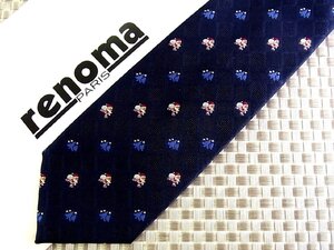 ★RB0882★【刺繍・クリスマス サンタクロース ツリー 柄】レノマ【美品】ネクタイ