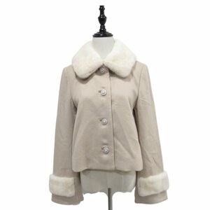 美品 20AW FOXEY BOUTIQUE フォクシーブティック MINK JEWEL パールミンク ビジューボタン カシミヤ100％ ジャケット 41445 40 ベージュ