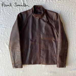 【漂うヴィンテージ感☆】Paul Smith レザージャケット M 馬革 ポールスミス ブラウン ヴィンテージ ジップ 