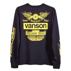 VANSON ドライ長袖Tシャツ ACVL-904 ネイビー【XXLサイズ】バンソン 当店別注 吸汗速乾 抗菌防臭 UVカット バイカー 大きいサイズ