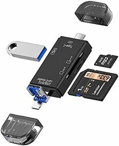 Type C / Micro USB / SD / TF 6in1 カードリーダー 高速データ転送 容量不足 メモリー救済 USBマルチ多機能 写真・動画・音楽 データ移行