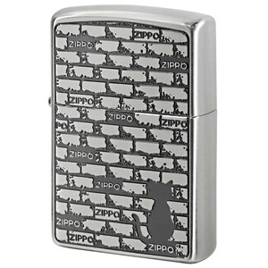 Zippo ジッポライター ねこ 猫 レンガ 壁 ブリックキャット シルバー BRICK CAT SV 1201S819