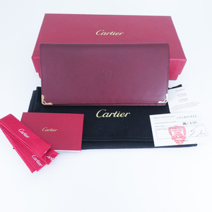 質イコー [カルティエ] Cartier マスト マチ付き・札入れ長財布 L3001360 ボルドー 良品