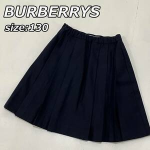 【BURBERRYS】バーバリーズ 90年代 ビンテージ キッズ ボックスプリーツ ウール スカート 子供服 フォーマル 紺色 ネイビー C-TK83