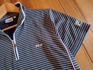 ★FILA　ゴルフウエア　ポロシャツ　ハーフジップ　ピンクライン　LL　超美品★