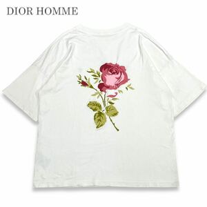 7 国内正規品 DIOR HOMME JARDIN 22AW ディオールオム ジャルダン 半袖コットン ローズ ロゴ Tシャツ フローラ エンブロダリー Tee 白色 S