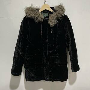 ☆送料無料☆訳あり☆Ralph Lauren☆ファー付きベロアジャケット☆中綿☆黒z20c