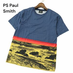 美品★ PS Paul Smith ポールスミス 春夏 コラージュ★ 半袖 クルーネック カットソー Tシャツ Sz.S　メンズ 日本製　A4T05456_5#D