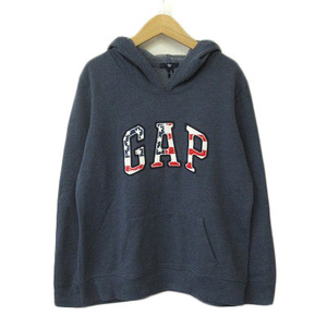 ギャップ GAP パーカー プルオーバー スウェット ロゴ M 青 ブルー レディース