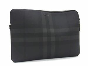 1円 ■極美品■ BURBERRY バーバリー 熱可塑性ポリウレタン×コットン タブレットケース パソコンケース メンズ ブラック系 FH0857