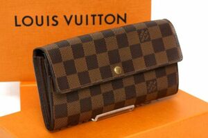 【良美品】ルイヴィトン LOUIS VUITTON ダミエ ポルトフォイユ サラ 長財布 ジッパー式小銭入れ ウォレット メンズ レディース N61734 m197