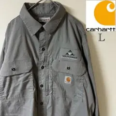 Carhartt/リップストップ ワークシャツ/L/グレー/US古着/企業物