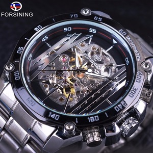 腕時計 メンズ FORSINING 海外ブランド 高級 自動巻き FSG8068M4 T3 機械式 スケルトン スチール スチームパンク