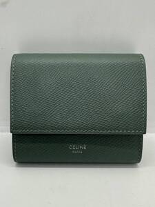 【美品】CELINE セリーヌ レザー スモールトリフォールド コンパクトウォレット 3つ折り財布 