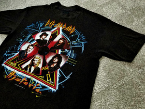 美品 80s 88年 DefLeppard Hysteria tour デフレパード ツアーTシャツ 黒 M 位 USA製 アメリカ製 ビンテージロックTシャツ