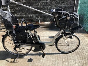 M5　中古電動アシスト自転車 1円売切り！ヤマハ パスキス 三人乗り 白 配送エリア内は送料3800円でお届けします