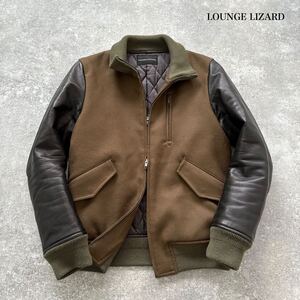 【LOUNGE LIZARD】ラウンジリザード ホースハイド 馬革 スタジャン スタジアムジャンパー バーシティジャケット ブルゾン ダブルジッパー