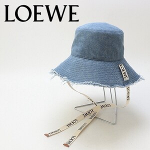 美品 国内正規品◆LOEWE ロエベ フレイド フィッシャーマン ハット ブルーデニム 57