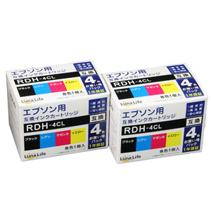 まとめ得 ワールドビジネスサプライ Luna Life エプソン用 RDH-4CL 互換インクカートリッジ 4本セット×2個パック x [2個] /l