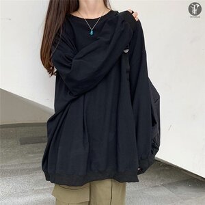 カットソー トップス 長袖 ロンT tシャツ ロング丈 レディース 無地 長袖tシャツ 体型カバー ゆったり