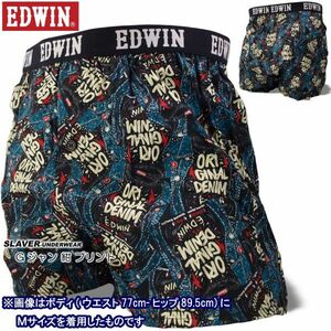 EDWIN エドウィン メンズ 綿 プリントトランクス 2024秋冬 Gジャン 紺 L 8340-3501