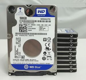 【10枚セット】Western Digital Blue 500GB HDD 2.5インチ データ削除済み ハードディスク 青 WD 即日発送 一週間返品保証 【H25012118】