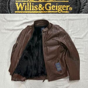 ★ Willis&Geiger WGL-611N BROWN LLサイズ ウィリス&ガイガー 牛革1.3mm厚 ELKレザージャケット 革ジャン インナーベスト 新品 A51215-4