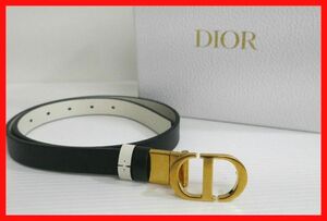 Christian Dior クリスチャン ディオール ベルト リバーシブル 30 モンテーニュ ブラック&ホワイト レディース　2409★SF-2343★