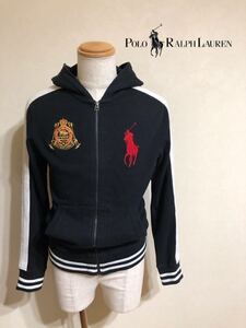 Polo Ralph Lauren ポロ ラルフローレン ビッグポニー ジップパーカー トップス 裏起毛 サイズM 165/96A 長袖 黒 白