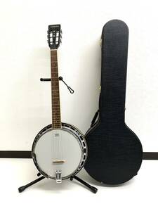 丸15 美品「ARIA バンジョー」 6弦 REMO 木製 アリア banjo ハードケース付き WEATHERKING BANJO HEAD ONLY 楽器