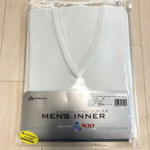 COOL BIZ ファイテン ソフィスタ RAKU アンダーギア x10 v 首 Tシャツ ライトグレー メンズ M MENS INNER 