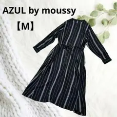 ✨AZUL by moussy✨シャツワンピース ロング ストライプ ノーカラー