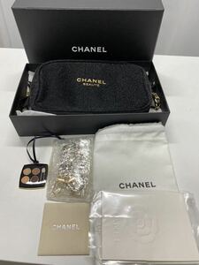 CHANEL シャネル BEAUTE ポーチ ナイロン ラメ ブラック 黒 ノベルティ ショルダーストラップ付 