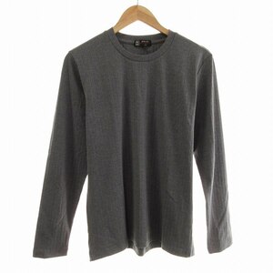 ミッシェルクランオム M.K HOMME ストライプカットソー 長袖 無地 クルーネック 46 M グレー MKKJR33045 /KJ ■MA メンズ