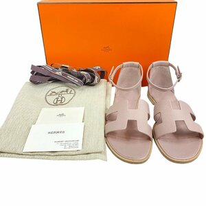 【中古】未使用 エルメス HERMES レディース サントリーニ サンダル ピンク 37 1/2