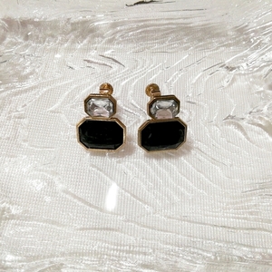 黒銀八角形イヤリング/ジュエリー/アクセサリー Black silver octagon earrings jewelry accessories