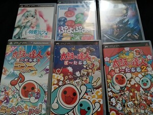 PSP用の太鼓の達人ポータブルモンハン、初音ミク6本セット 動作品