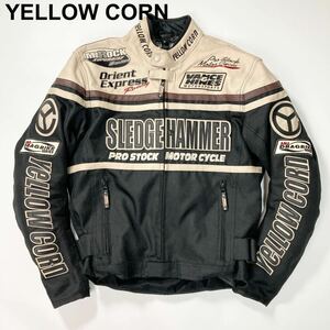 YELLOW CORN イエローコーン メッシュ ライダース ジャケット バイク ライディング インナー付 M メンズ B52428-133