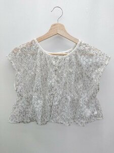 ◇ PAGEBOY ページボーイ シアー 刺繍 半袖 シャツ ブラウス サイズF グレー ホワイト系 レディース P