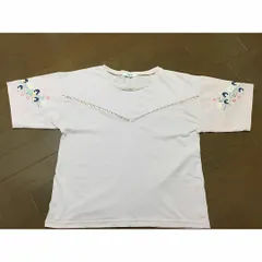 F9002レディース　半袖Tシャツ　ピンク お花刺繍