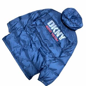 90s DKNY ダナキャラン・ニューヨーク ECO TECH size M ダウンパーカーリフレクターロゴ ダウンジャケット オールド ビンテージ ネイビー