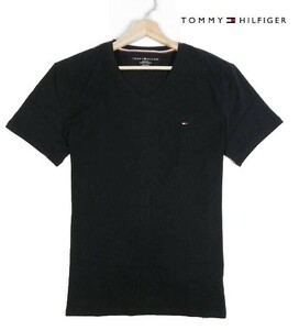 I木09352新品▼ トミーヒルフィガー Vネック 半袖カットソー 【 XL 】 半袖Tシャツ TOMMY HILFIGER ブランドロゴ Tシャツ 黒系