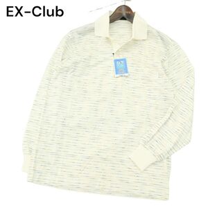 未使用★ EX-Club イーエクスクラブ レナウン 通年 イージーケア★ ボーダー 長袖 ポロシャツ Sz.S　メンズ 日本製　A4T02425_3#C