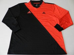 adidas/アディダス製！【★レッド×ブラック！/サッカー等に！】長袖ユニフォーム・長袖ウエア！/Lサイズ